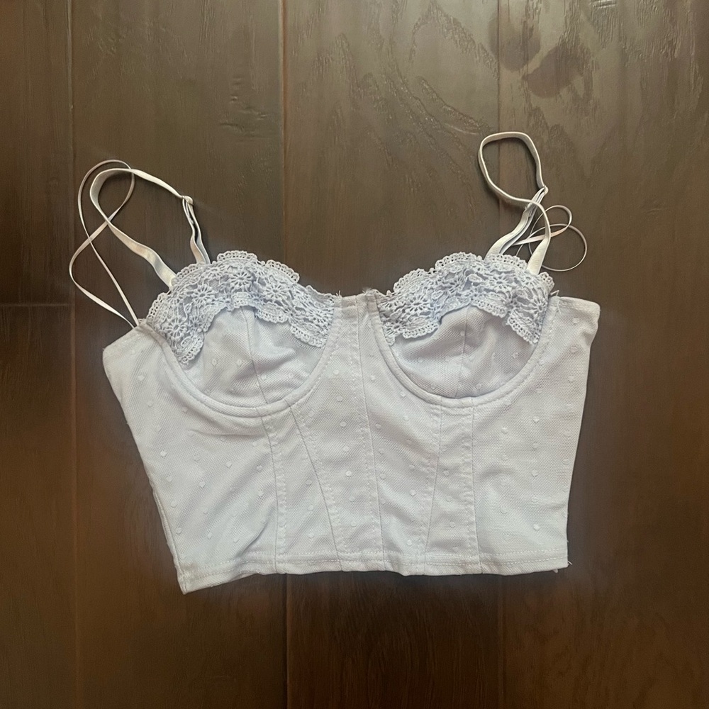 Baby Blue Lace Bustier Corset Style Top